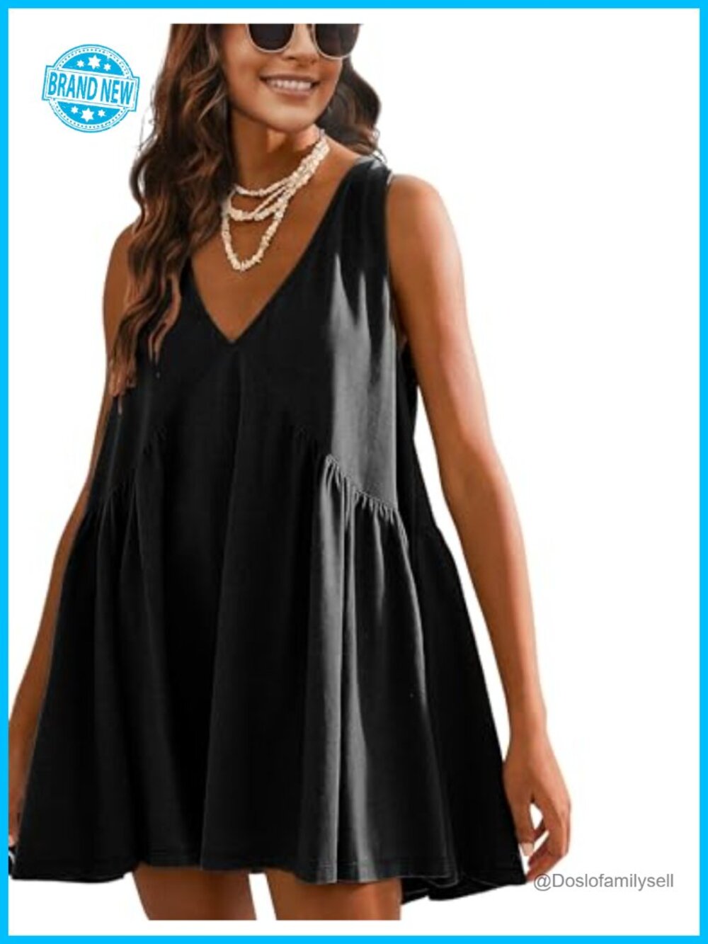 Athlisan Womens Sleeveless Mini Dress V-Neck Sundress with Pockets